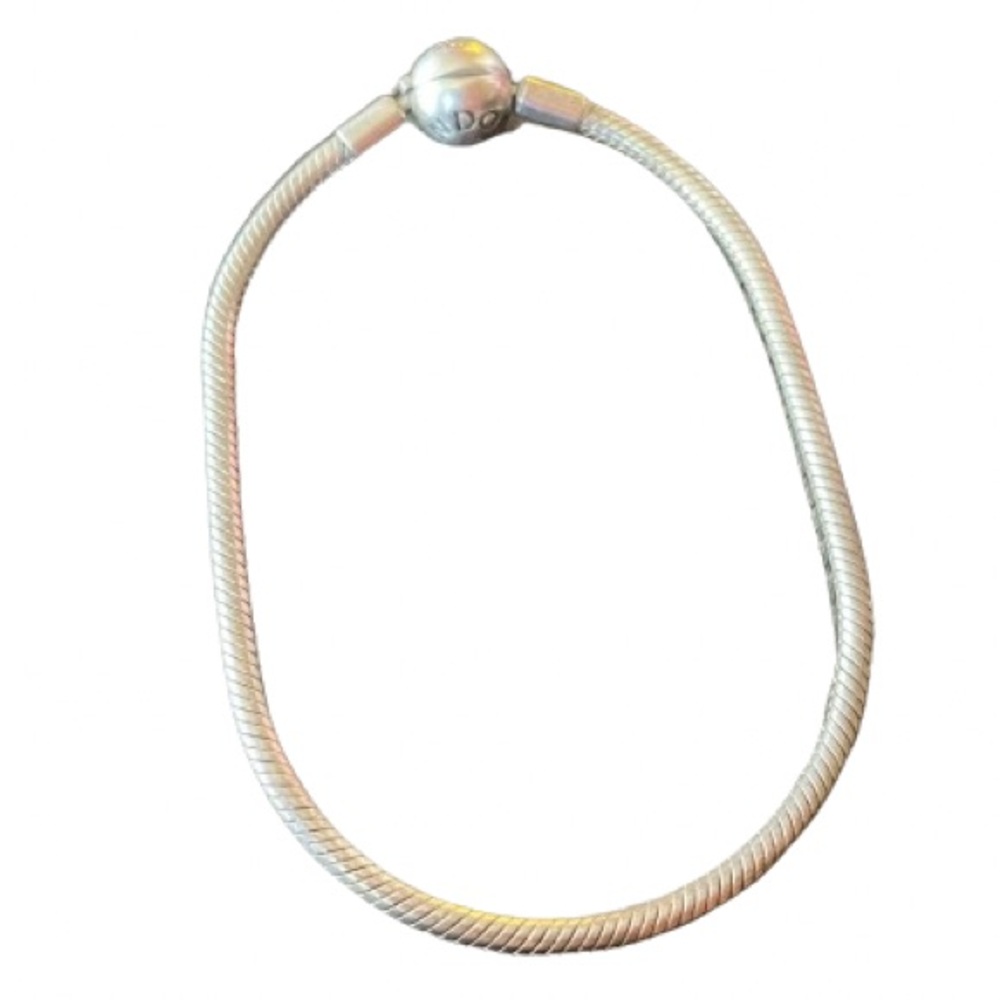 Authentic PANDORA 590728 925 Silver Smooth‎ Snake Chain Charm Bracelet